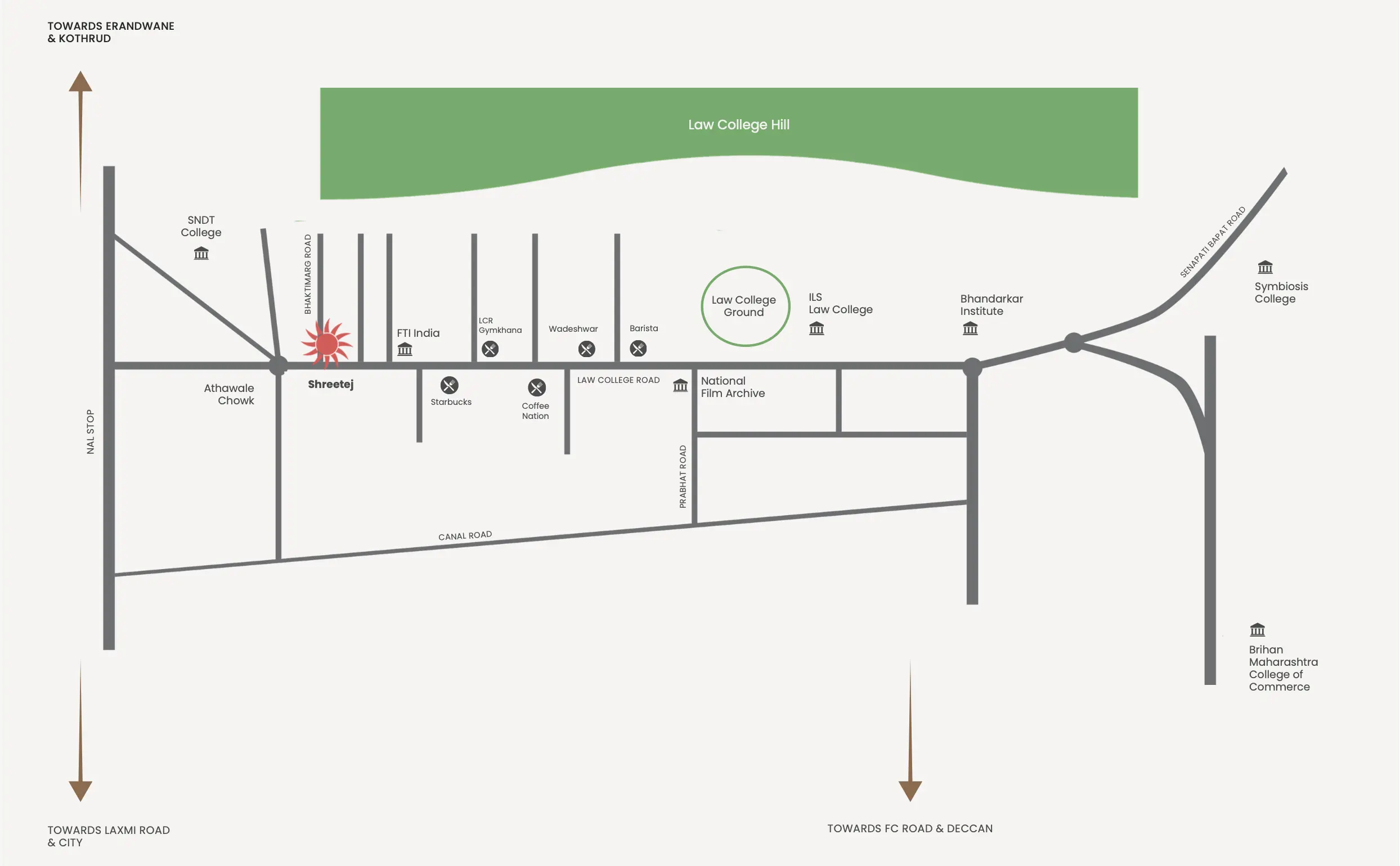 Full landscape map showing Shreetej and nearby landmarks