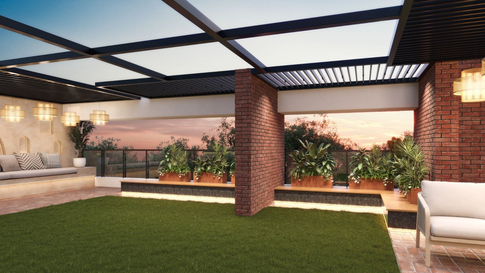 Landscaped rooftop garden